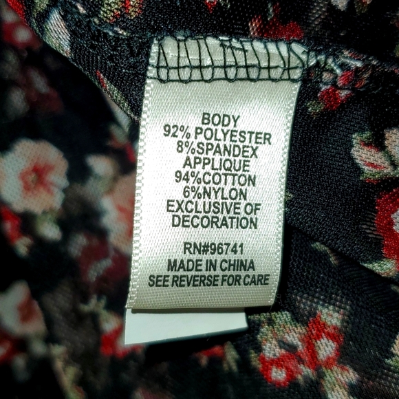 Self Esteem Long Sleeved Sheer Shirt with Floral Pattern 2X - Picture 7 of 8